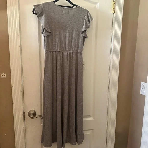 MIA JOY by Joyfolie Gray Ruffle Sleeve Maxi Dress for Girls - Picture 6 of 8